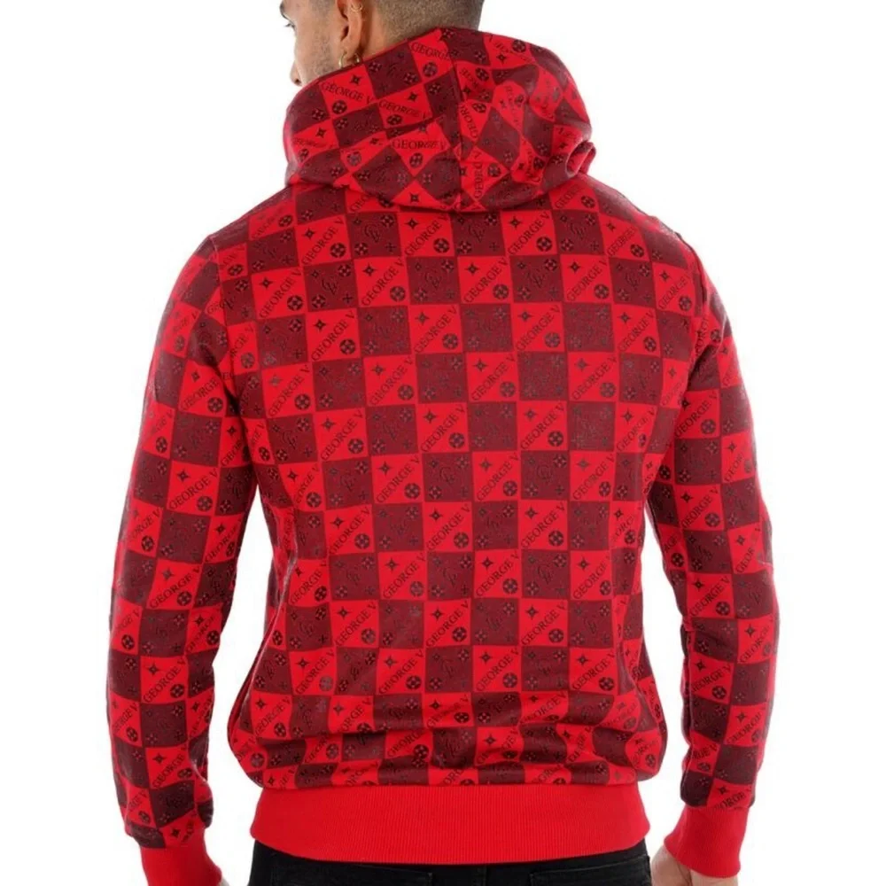 Red Black Sweater Hoodie George V Designer Brand From Paris Rhinestone